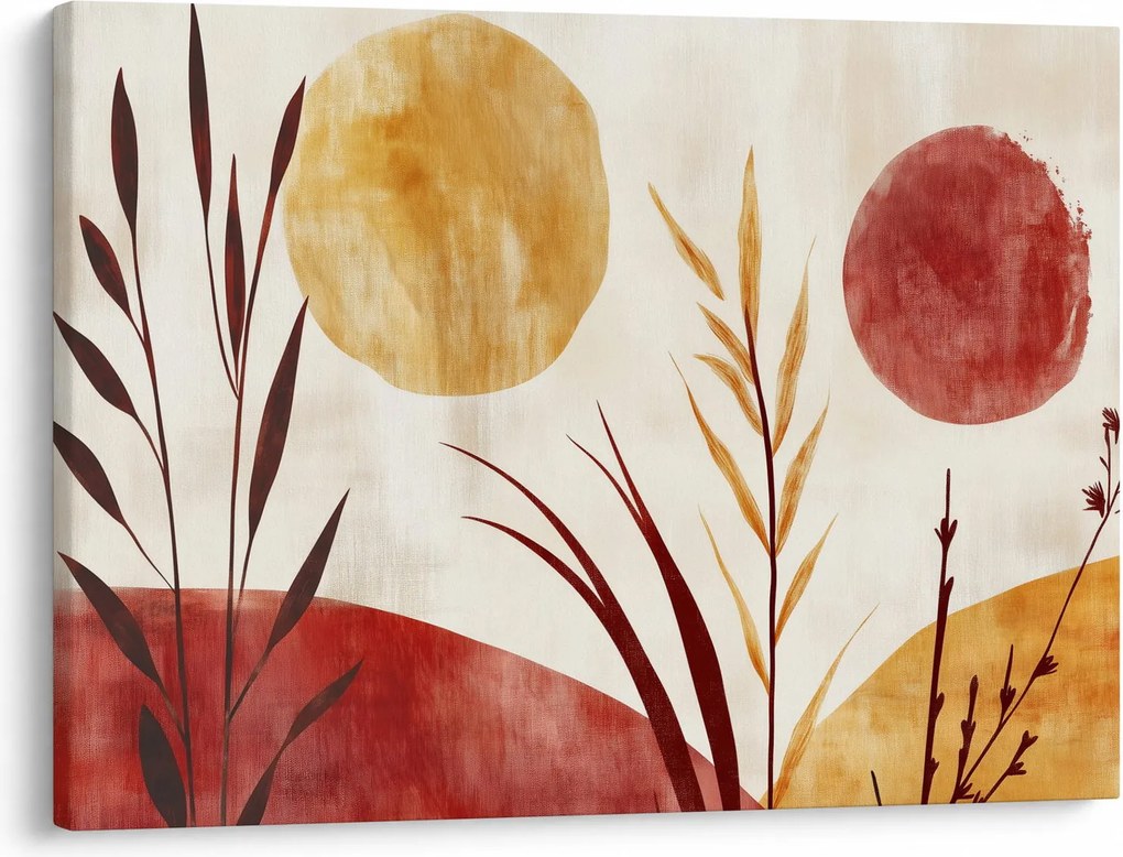 Obraz - Rośliny i okręgi (70x50 cm)