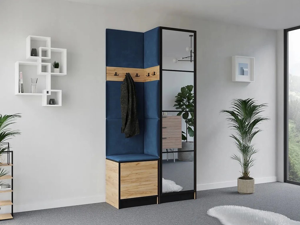 Garderoba EDEN 11 Dąb Craft Złoty + Niebieski