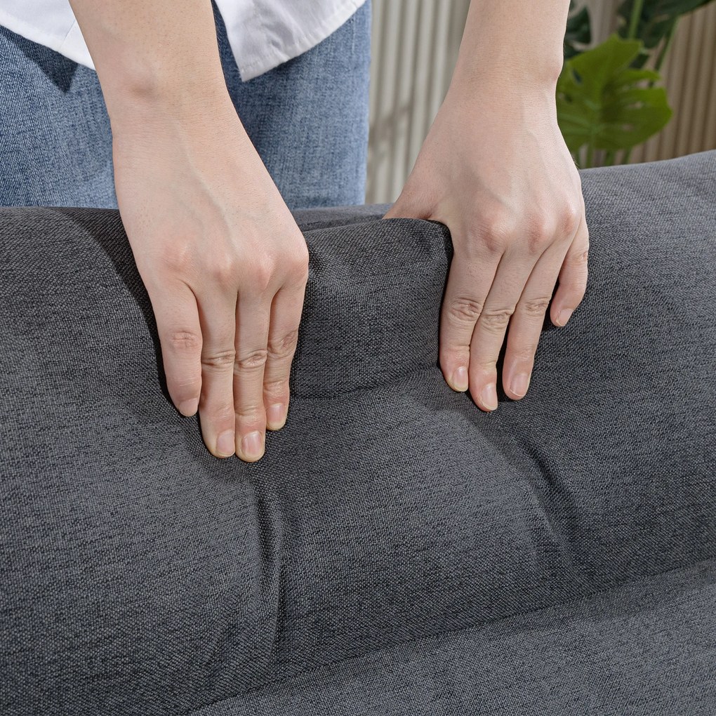 HOMCOM Pufa z funkcją łóżka, odchylane oparcie, składana, do 120kg, 70 x 72 x 56 cm, Ciemnoszary | Aosom PL