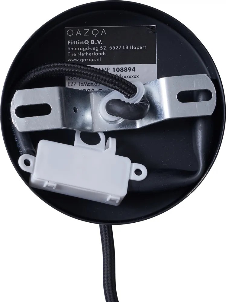 Nowoczesna lampa wisząca czarna ze złotym wnętrzem - Loes