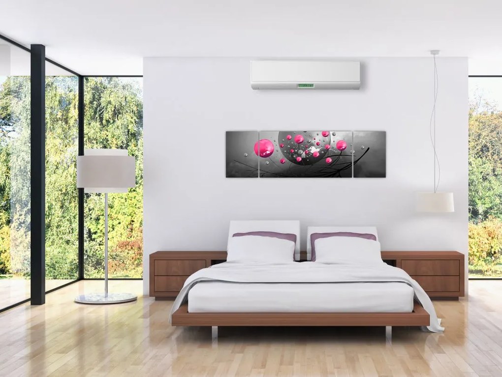 Obraz różowych abstrakcyjnych kul (170x50 cm)