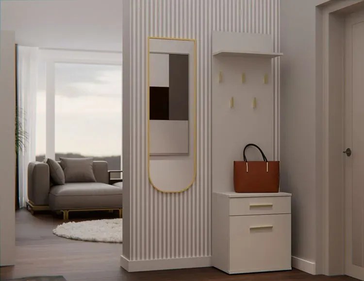 Kaszmirowy wąski wieszak na ubrania z szafką D0-C79