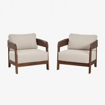 Zestaw 2 Foteli Ogrodowych Z Drewna Akacjowego Uleno Ciemny Akacjowy Brąz - Sklum