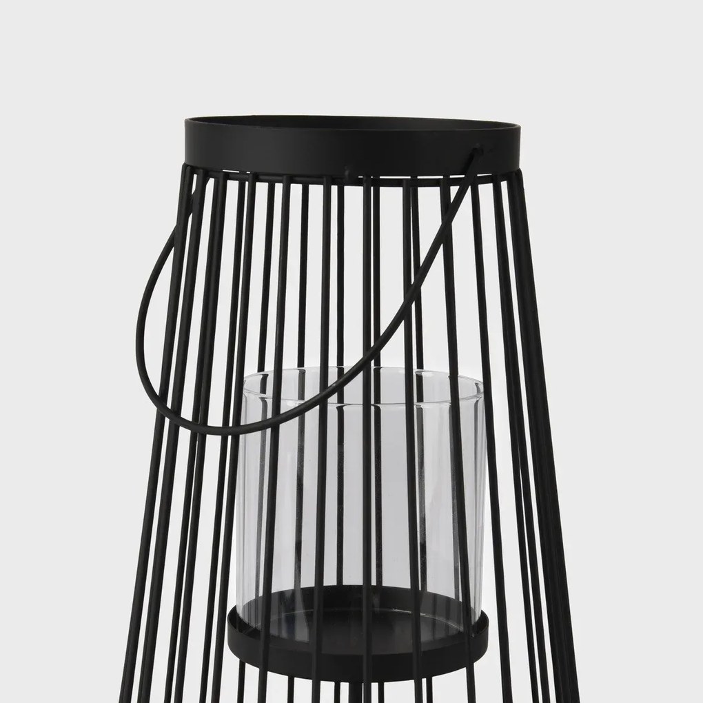 Lampion VERANO metalowa niska czarna 20x30 cm HOMLA