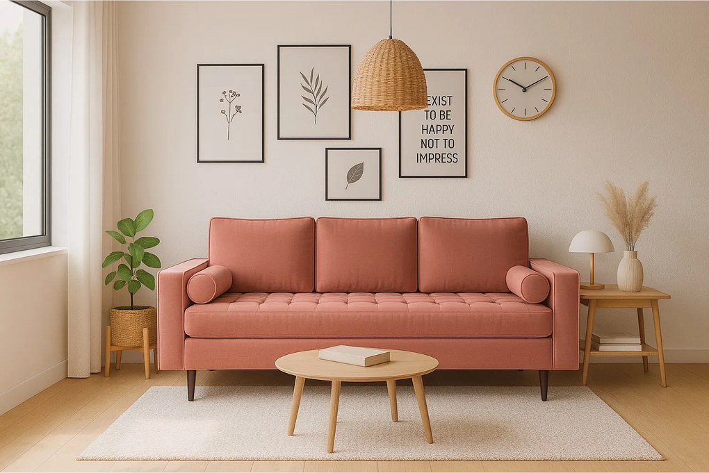 Rozkładana sofa MONZA 225x95x100 cm – różowy Monolith 63