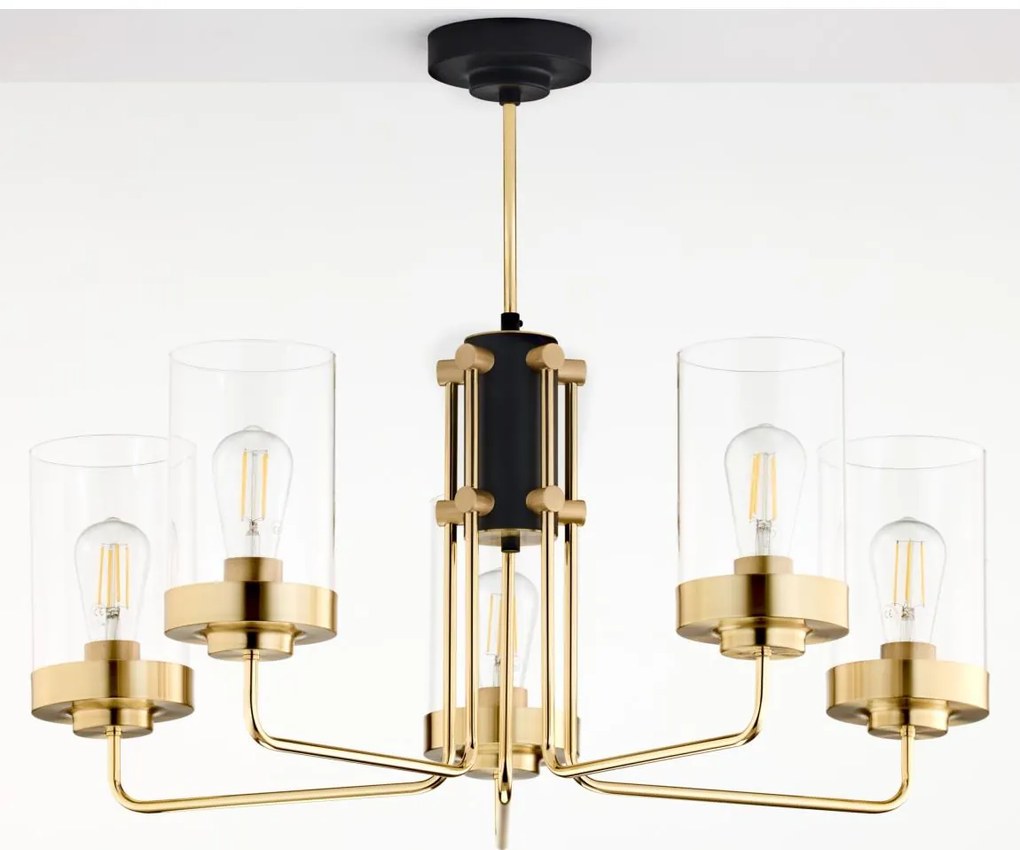 Jupiter 2088 - Żyrandol na pręcie RAMIREZ 5xE27/15W/230V złoty/czarny