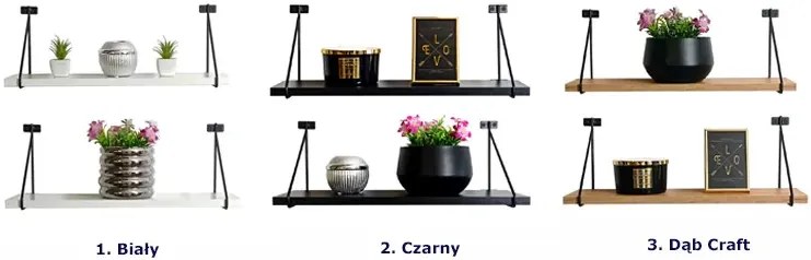 Czarne półki wiszące w stylu loft - Turris 3X