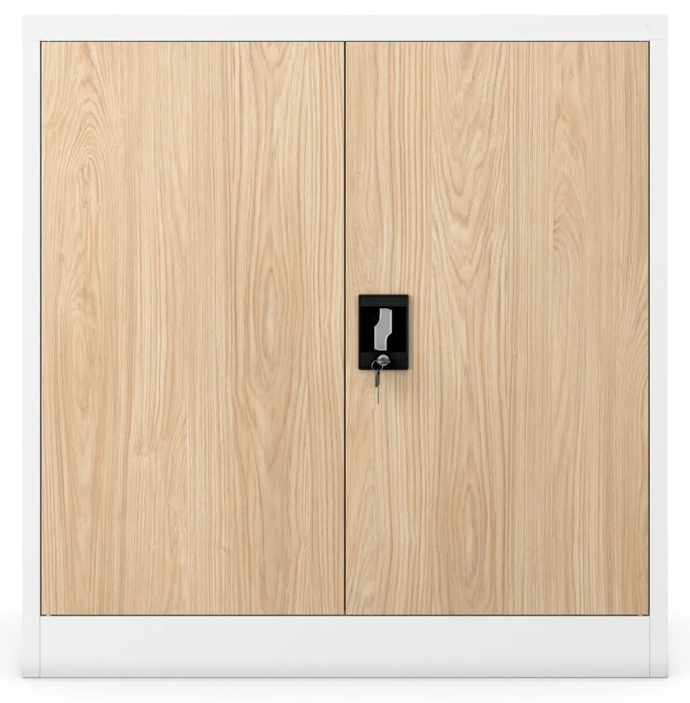 Szafka na akta osobowe, niska, biała/dąb sonoma, 900x930x400 mm: BEATA Eco Design