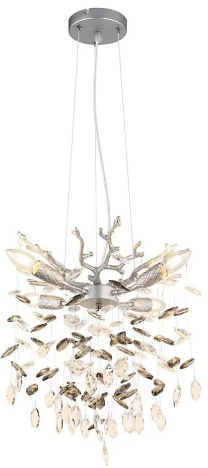 Globo 64138HS - Żyrandol na lince QUEENA 4xE14/40W/230V srebrny