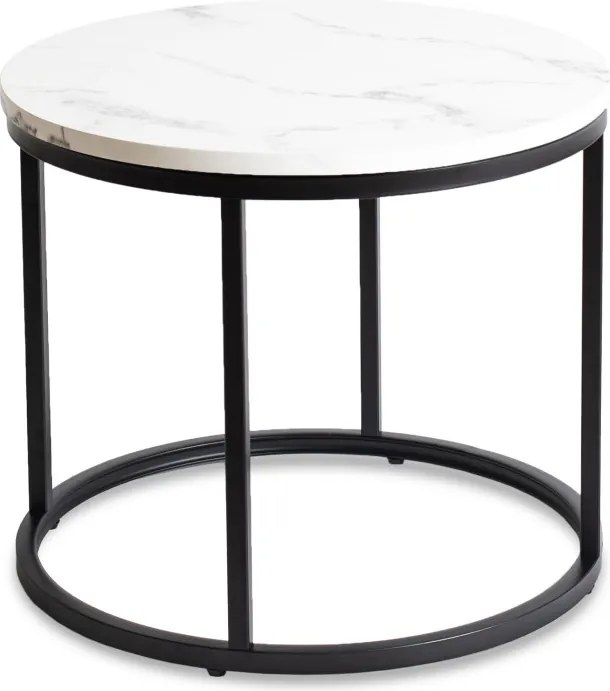 Stolik Kawowy CONNY 53 cm Biały Marmur/Czarny Nowoczesny Glamour