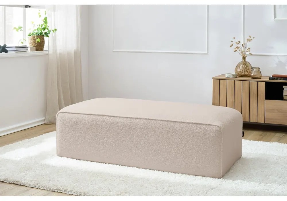 Beżowy podnóżek modułowy z materiału bouclé Megeve – Bobochic Paris
