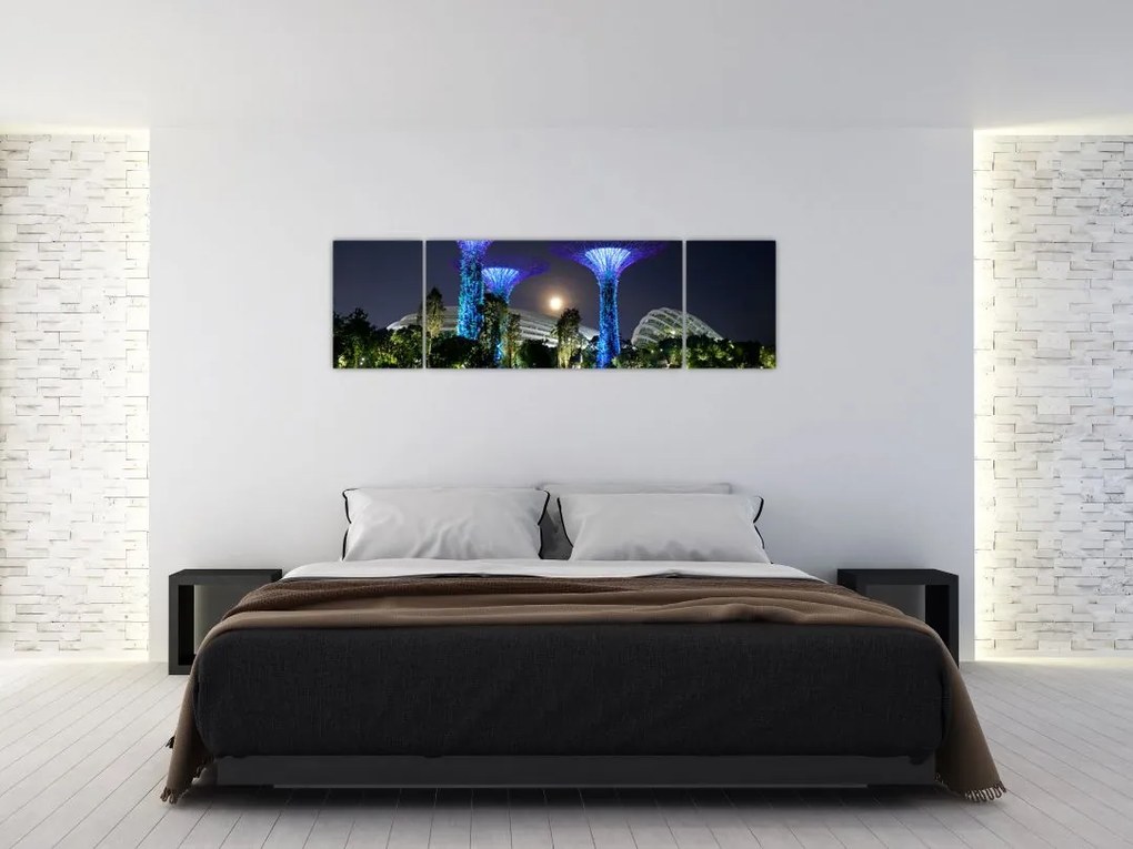 Obraz przedstawiający pełnię księżyca w ogrodach Singapuru (170x50 cm)