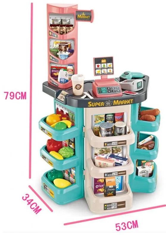 Woopie sklep supermarket i wózek koszyk sklepowy kasa waga skaner 47 akc