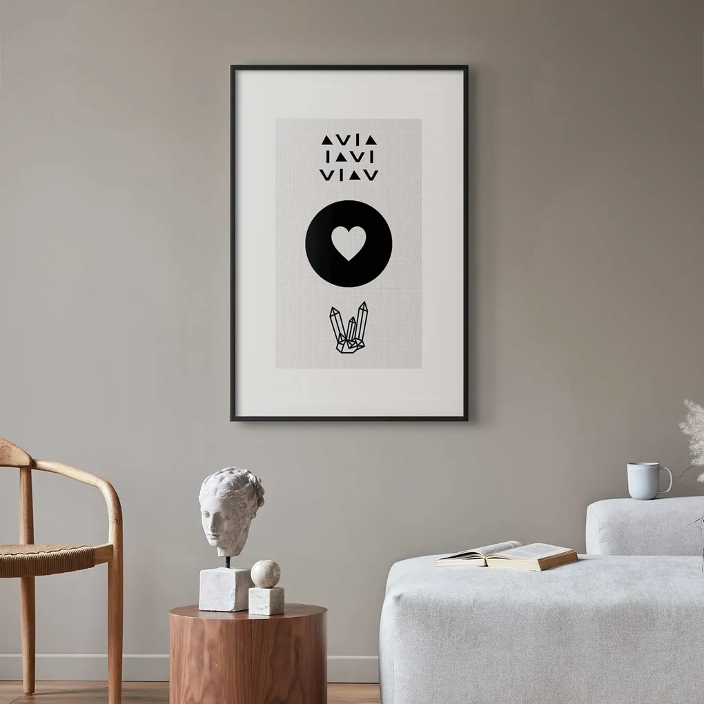 Plakat Serce i kryształty 40x60 cm z ramą czarną z marginesem ARTGEIST B