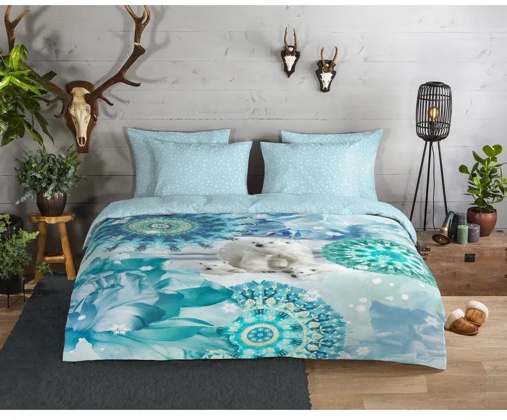 Niebieska flanelowa pościel jednoosobowa 140x200 cm Seppo – HIP