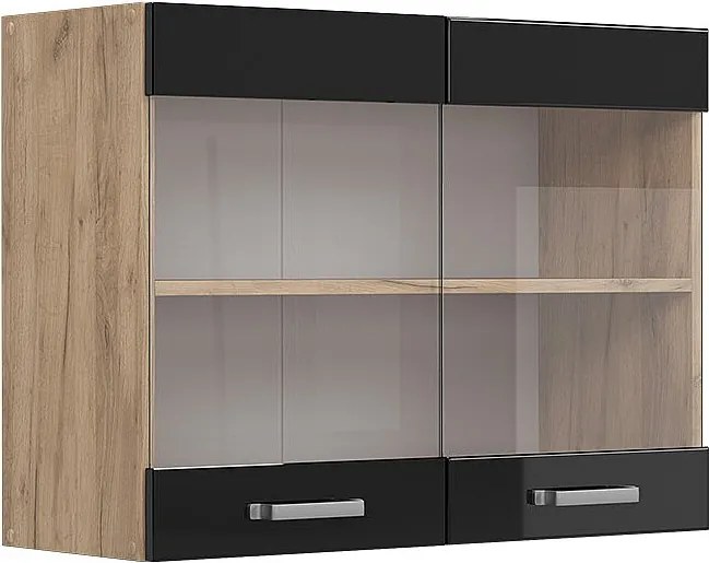 Szklana szafka kuchenna czarny wysoki połysk 80x31x60 r-line