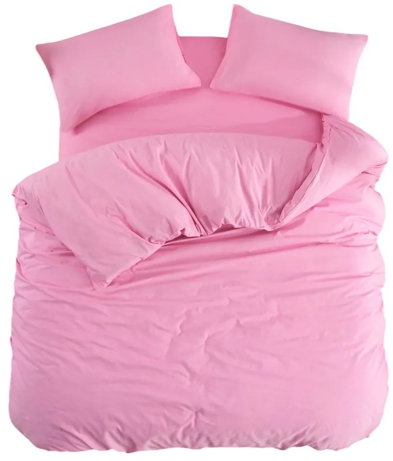 Różowa pościel jednoosobowa z prześcieradłem/3-częściowa 160x220 cm Classic – Mila Home