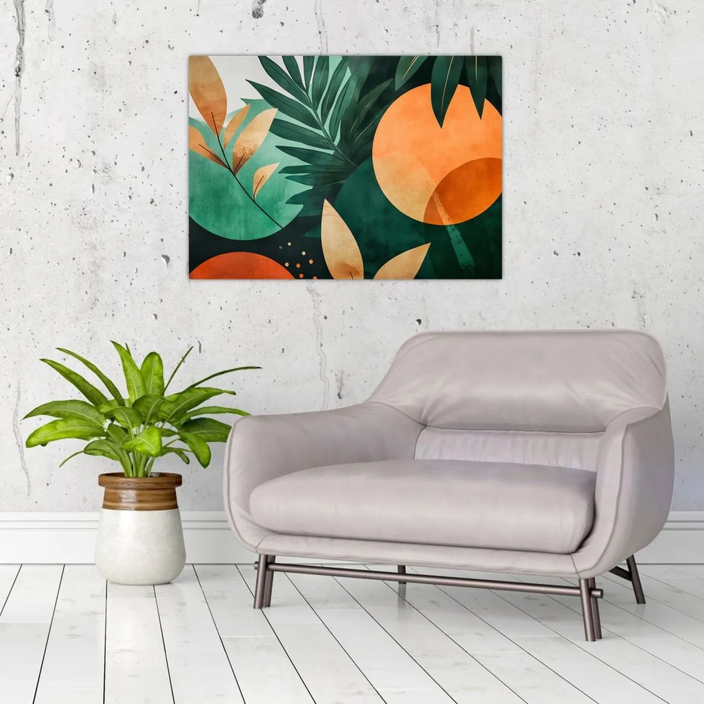 Obraz na szkle - Geometryczne motywy naturalne (70x50 cm)