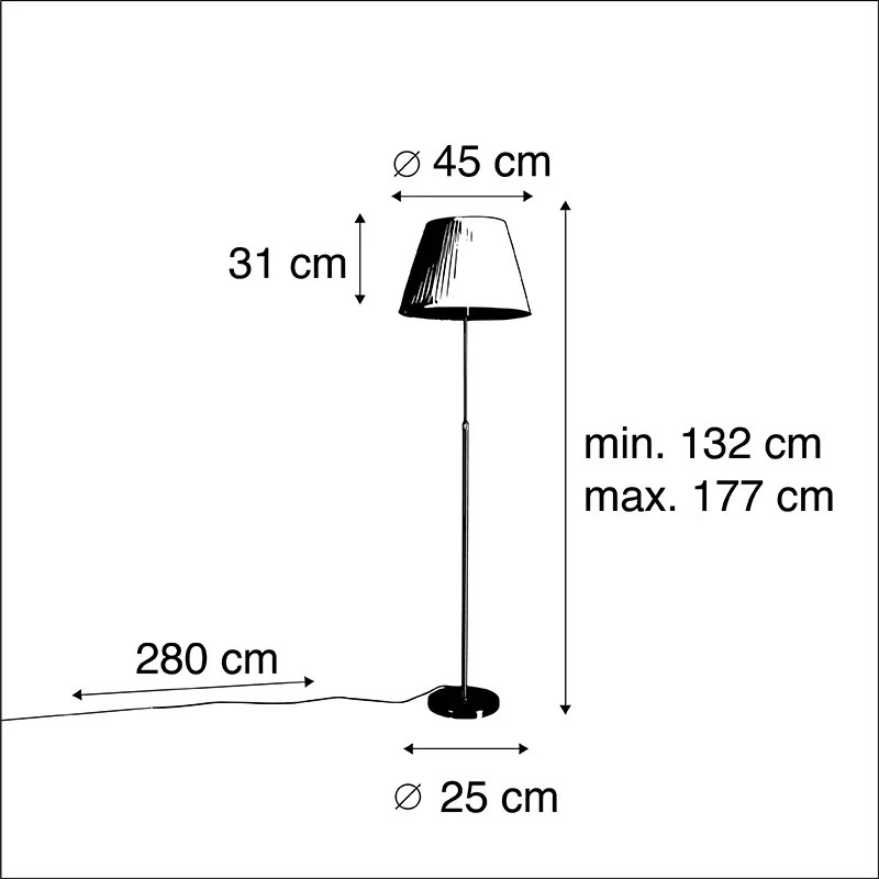 Lampa stojąca brązowa z plisowanym abażurem kremowym 45 cm regulowana - ParteWiejski/ Rustykalny / Vintage Oswietlenie wewnetrzne