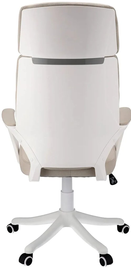 Beżowy ergonomiczny fotel biurowy z zagłówkiem do komputera D7-T03
