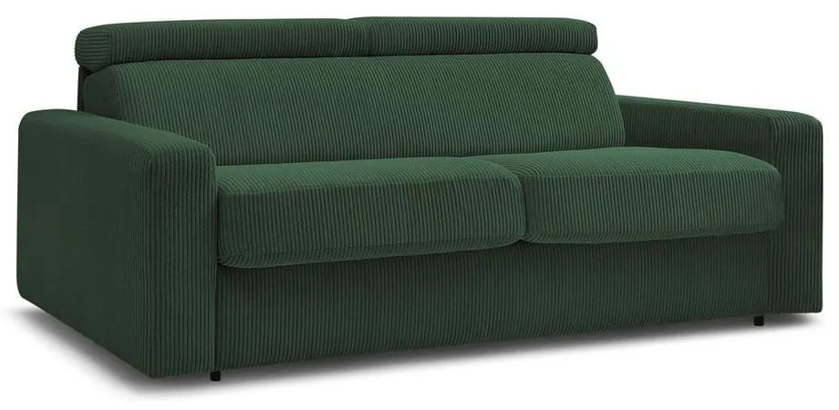 Ciemnozielona sztruksowa rozkładana sofa 195 cm Monaco – Bobochic Paris