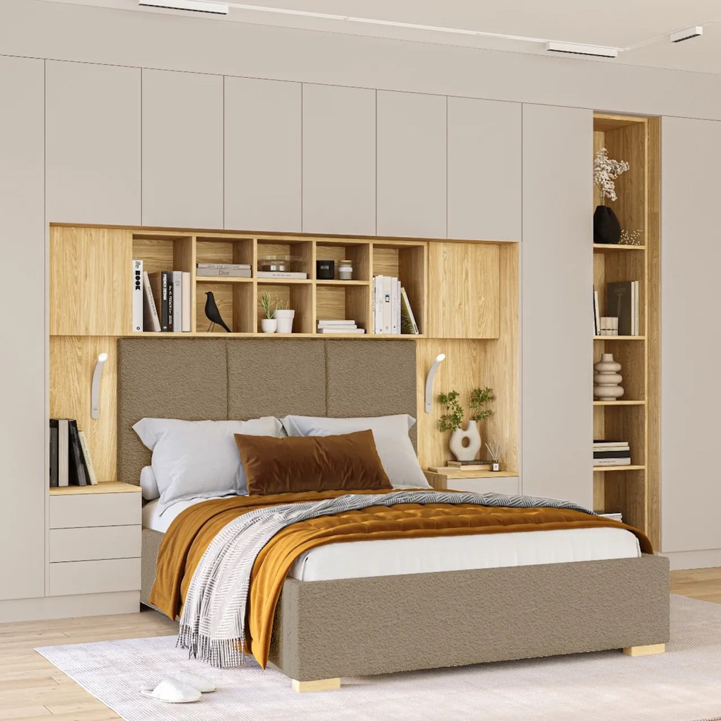 System mebli Sleep Varia ze stolikami nocnymi fronty kaszmirowe