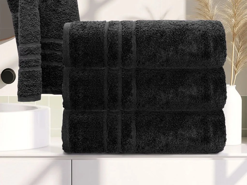 2x ręcznik COMFORT 70x140 cm czarny, 100% bawełna