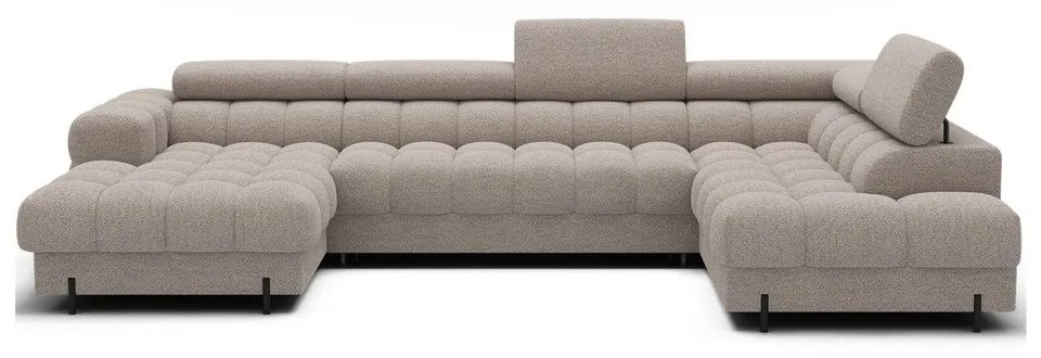 Beżowy rozkładany narożnik z materiału bouclé (prawostronny/w kształcie litery U) Feraria – ELTAP