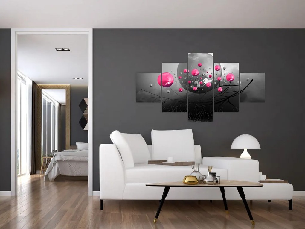 Obraz różowych abstrakcyjnych kul (125x70 cm)