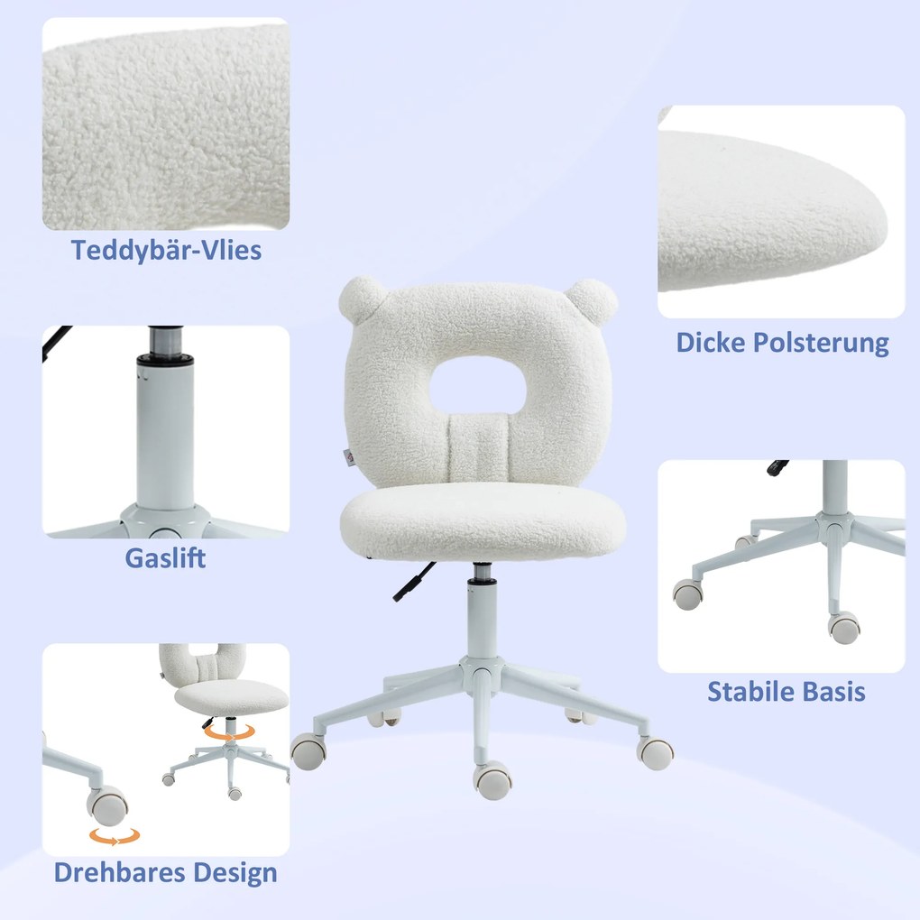 HOMCOM Fotel biurowy regulowany ergonomiczny obrotowy biały elegancki design | Aosom PL
