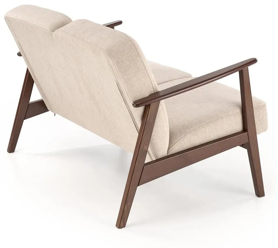 Sofa MILANO 2S beżowa/orzech dwuosobowa HALMAR