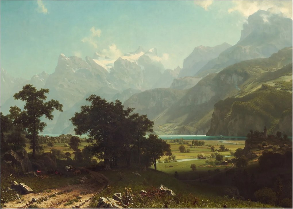 Obraz na szkle - Albert Bierstadt, Lake Lucerne, reprodukcje (70x50 cm)