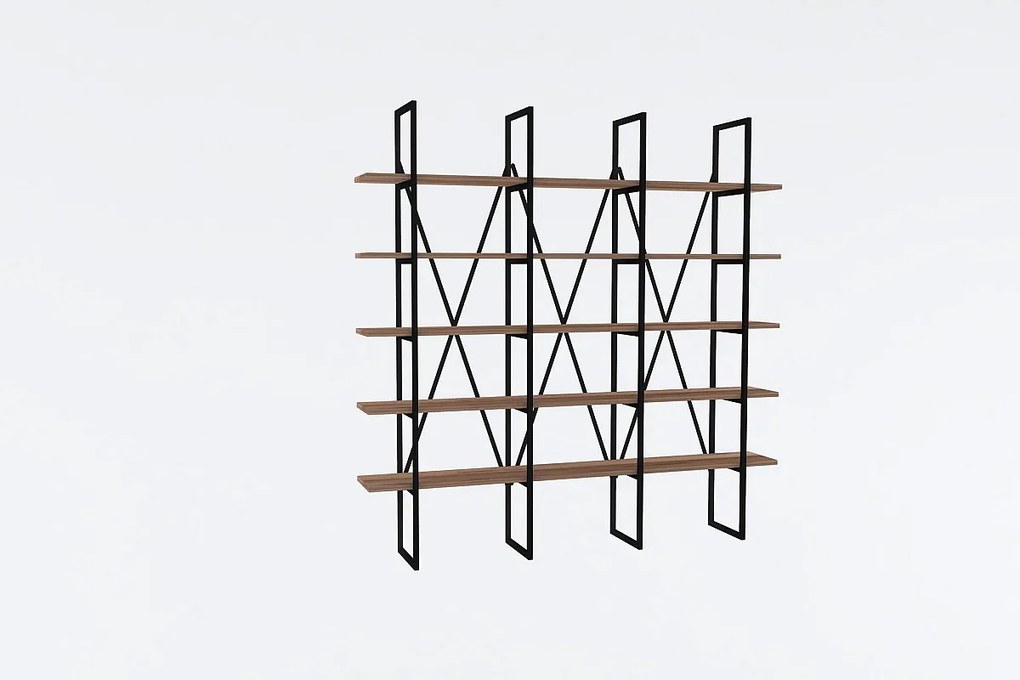 Regał na książki – 160 x 160 x 26 cm – sosna czarna i atlantycka – płyta wiórowa pokryta melaminą, rama metalowa