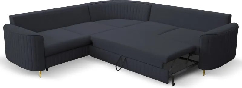 Narożnik LAREN nowoczesna sofa z funkcją spania pojemnik na pościel lewa strona CASTEL 79 251x251x85 cm