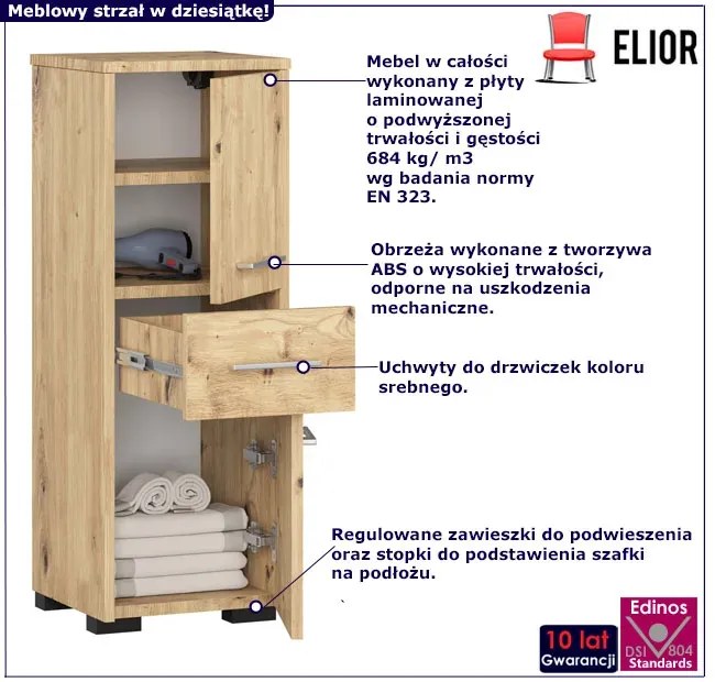 Półsłupek łazienkowy dąb artisan  F2-S93