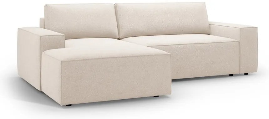Beżowy rozkładany narożnik z materiału bouclé (lewostronny) Jodie – Micadoni Home