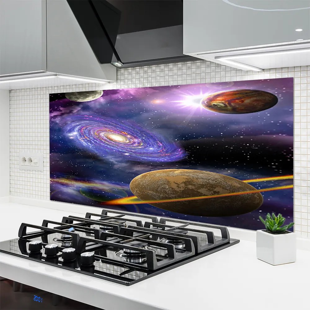 Panel Szklany do Kuchni Planety W Przestrzeni Kosmicznej