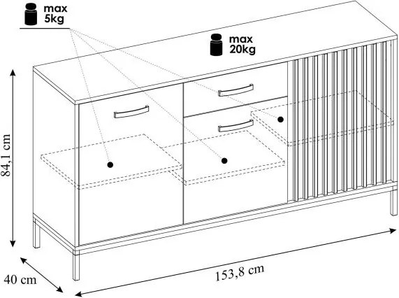 Komoda z ryflowanym frontem Lamino KM-1 Halmar