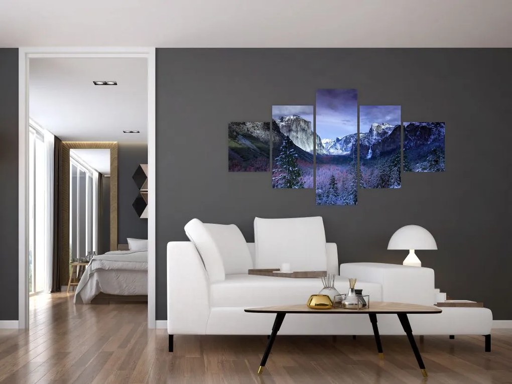 Obraz zimowego górskiego krajobrazu (125x70 cm)