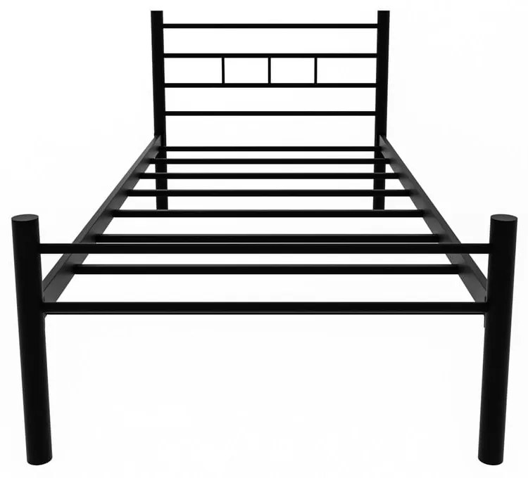 Czarne metalowe łóżko jednoosobowe ze stelażem 120x200 cm K70 – Kalune Design