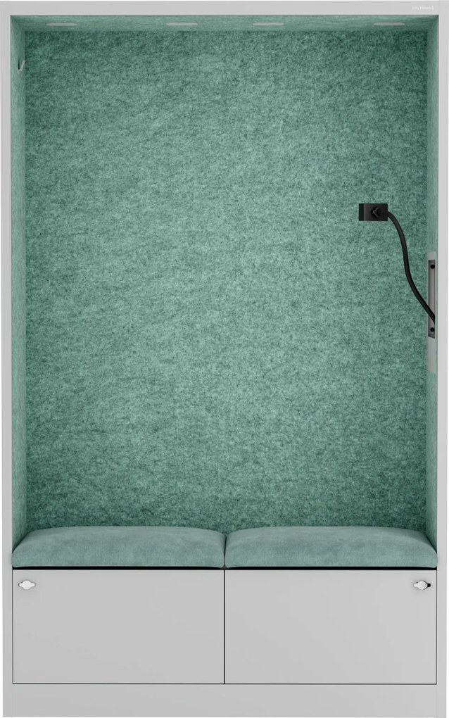 Szafa akustyczna do biura i szkoły Sally MentalBox, 115 x 40 x 185 cm, szary/zielony