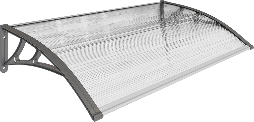Outsunny Zadaszenie drzwiowe, ochrona przed deszczem, wiatrem i gradem, poliwęglan, aluminium, 110 x 60 x 18 cm, Szare