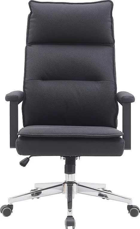 Fotel biurowy - obrotowy i regulowany na wysokość - skóra ekologiczna - czarny - WILLYEM