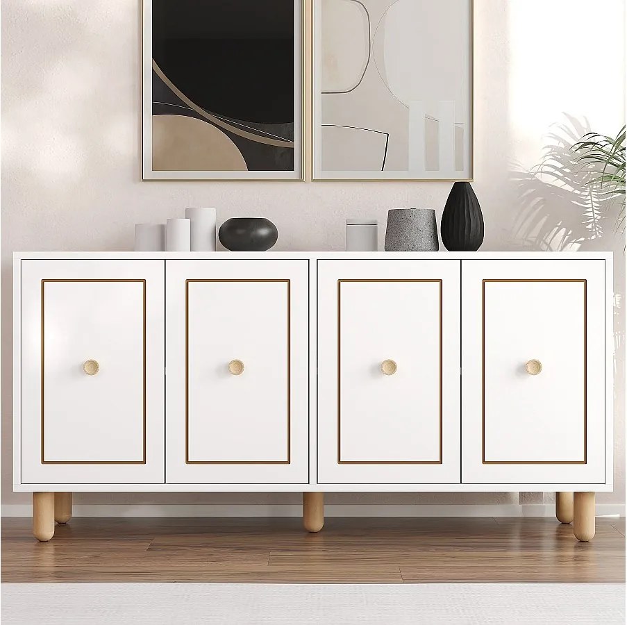 Komoda – 150 cm x 73 cm x 36 cm – Biała – Płyta wiórowa pokryta melaminą