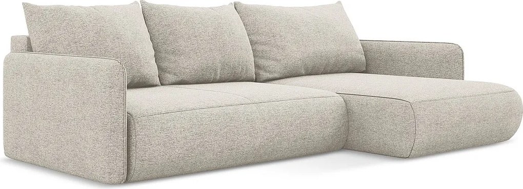 Narożnik prawostronny z funkcją spania - z tkaniny szenilowej - srebrny - NANEA