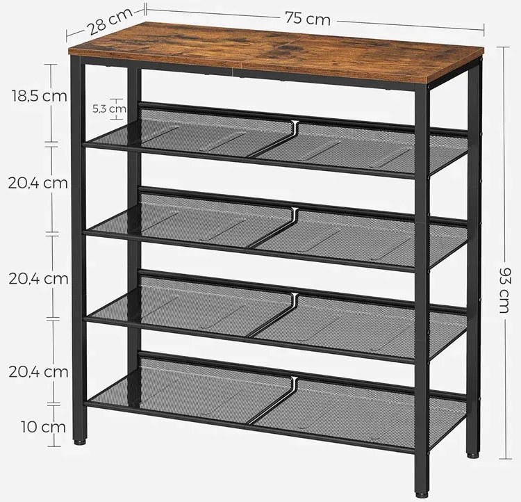 Industrialna szafka na buty z metalowymi półkami N8-H56