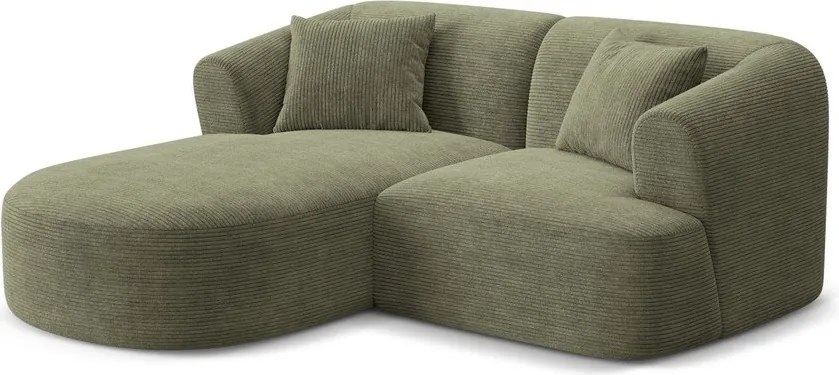 Zielony sztruksowy narożnik (lewostronny/z szezlongiem) Campi – Cosmopolitan Design