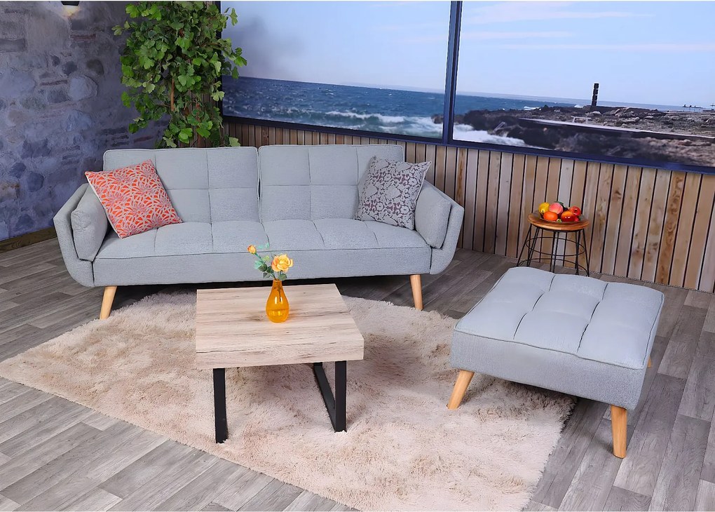 Sofa rozkładana MCW-K18,  tkanina/tekstylia jasnoszary