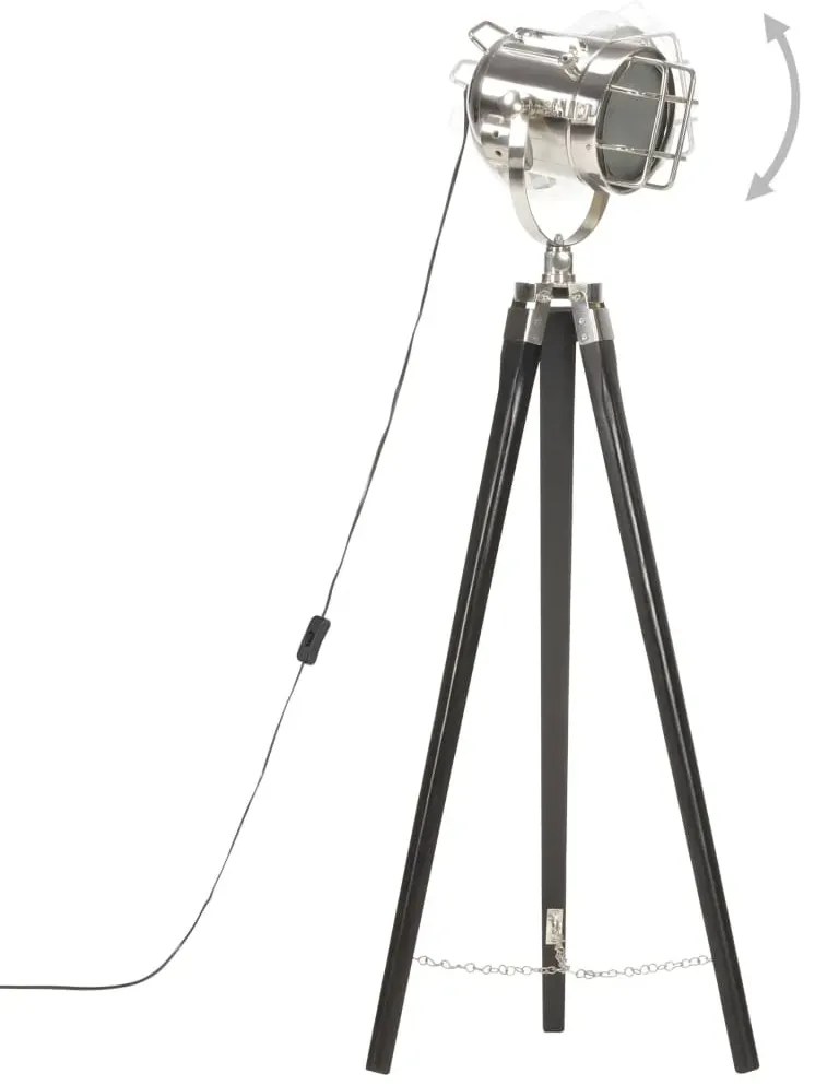 Czarna lampa stojąca retro drewniana EX191 C6-R26