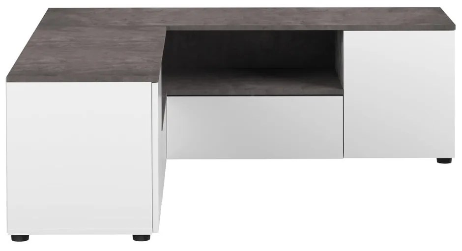 Biało-szara szafka pod TV w dekorze betonu 130x46 cm Angle – TemaHome
